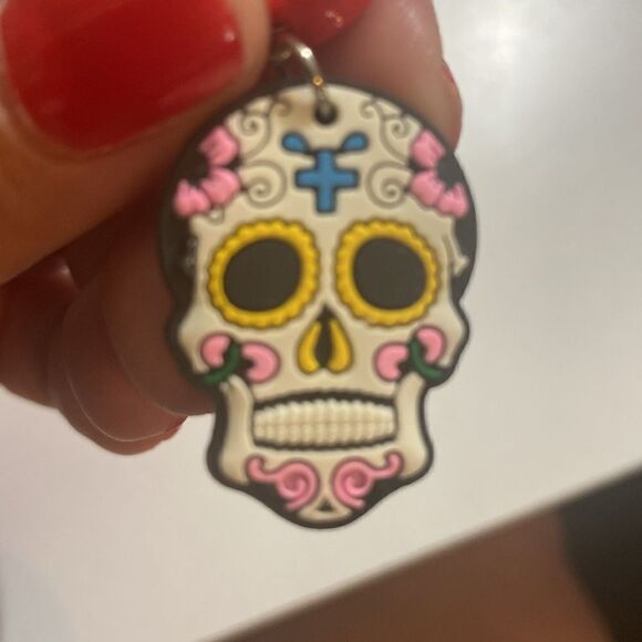 NEW White Day of the Dead Sugar Skull Drop Earrings - Picture 7 of 8